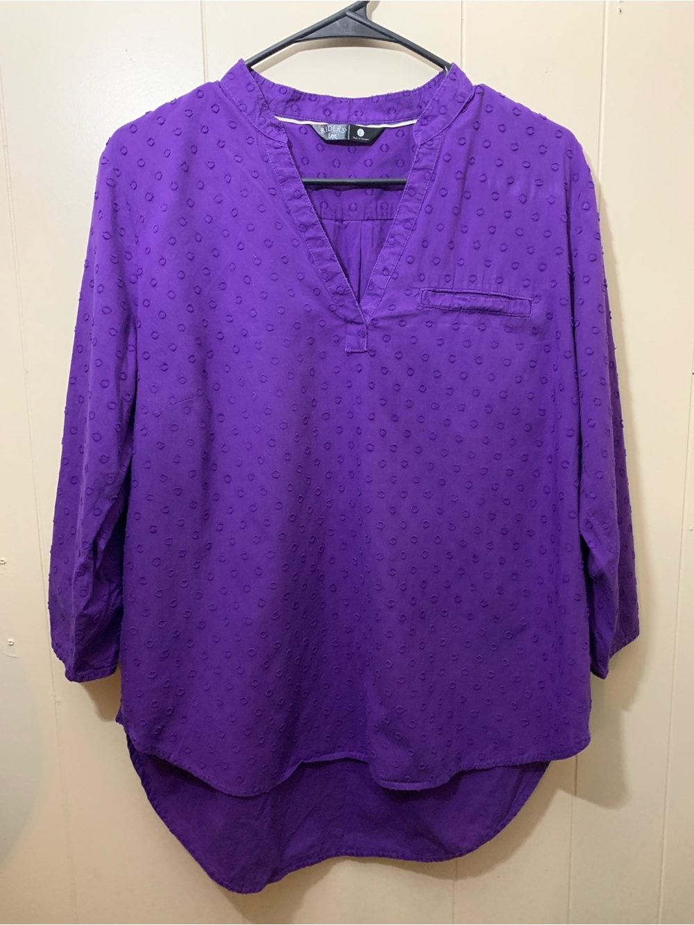 Women’s Lee Riders Violet Textured Split-Neck Tunic large